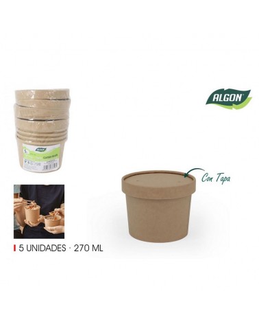 PACK4 RECIPIENTE KRAFT C/TAMPA 270ML ALGON