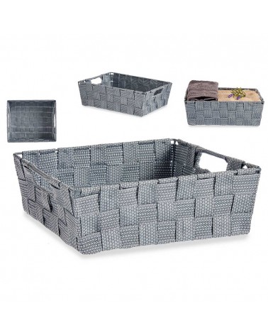 CESTO RECT. CINZA 23X27X8CM