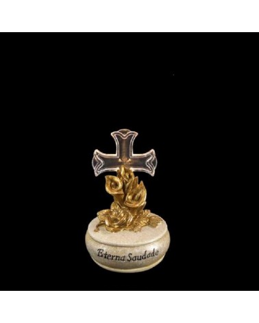 MARFINITE- BASE BRANCO/OURO C/CRUZ LED 17CM