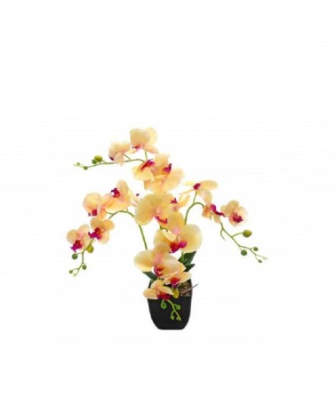 FLOR ARTIFICIAL- VASO C/ORQUIDEAS COR SALMAO 65CM