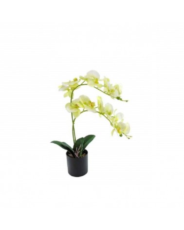 FLOR ARTIFICIAL- VASO C/ORQUIDEAS BRANCO/VERDE 67CM