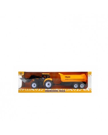BRINQUEDO- TRACTOR C/ATRELADO AMARELO 48X11X14CM