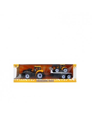 BRINQUEDO- TRACTOR C/ATRELADO AMARELO 49X12X14CM