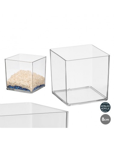 VASO QUADRADO ACRILICO 8X8CM