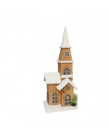 NATAL- CASA MADEIRA C/3 LUZES LED 16X11X40CM