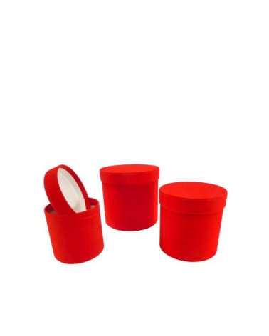 CONJ. 3 CAIXAS RED. VERMELHO VELUDO 19X19CM