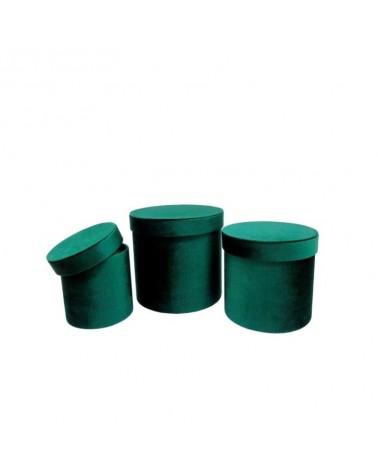 CONJ. 3 CAIXAS CARTAO RED. VELUDO VERDE 18X17CM