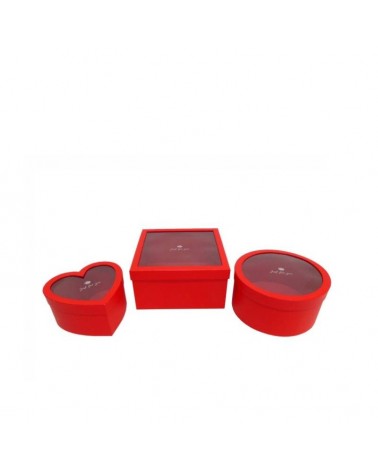 CONJ. 3 CAIXAS RED. VERMELHO 26x26x14cm