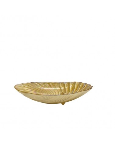 VIDRO-TIGELA OVAL DOURADO BRILHO 32x17x7cm