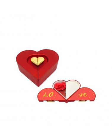 CAIXA CORAÇAO C/ROSA SABAO VERM. C/SACO 16x15cm
