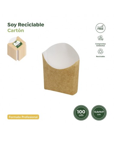 DESCARTAVEIS- CAIXA CARTAO P/FRITOS 13.5X9X17cm PACK100