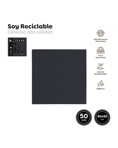 GUARDANAPO PAPEL PRETO 40X40 PACK50