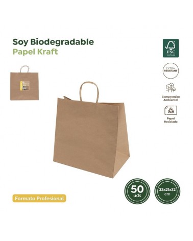 SACO PAPEL KRAFT 32X21X36CM PACK50