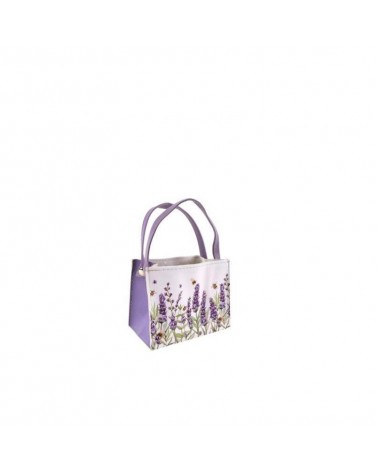 PLASTICO PU- BOLSA LILAS/BRANCO 13X8X11/20CM