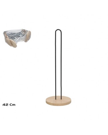 PORTA-ROLOS WC MADEIRA+METAL 15X42CM