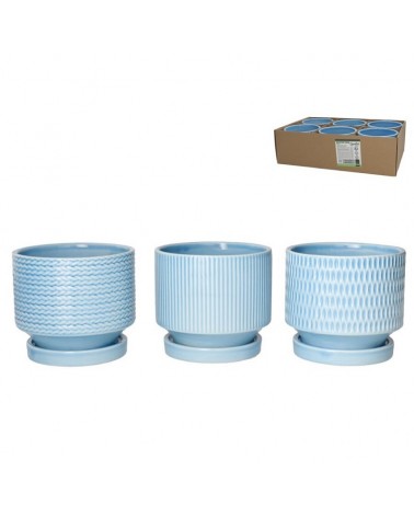 VASO CERAMICA AZUL 13X13X11.8CM