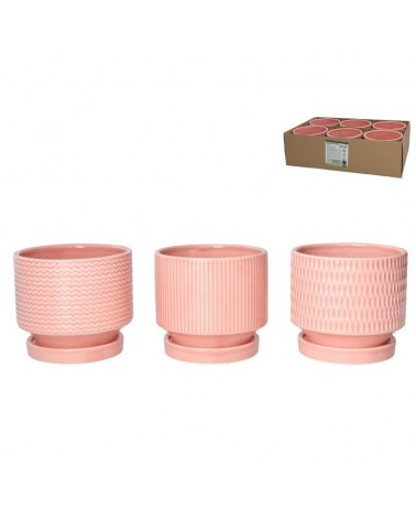 VASO CERAMICA ROSA 13X13X11.8CM