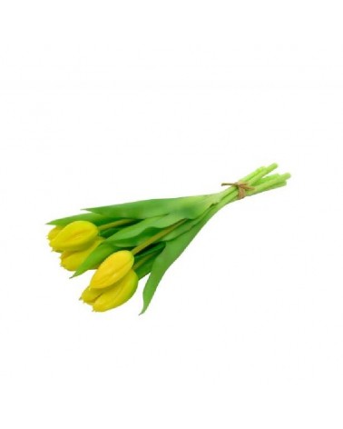 FLOR ARTIFICIAL- RAMO X5 TULIPAS AMARELAS 31CM