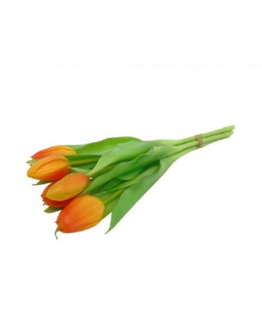 FLOR ARTIFICIAL- RAMO X5 TULIPAS LARANJA 31CM