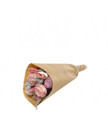 FLOR SECA- RAMO FLORES ROSA/CREME 60cm