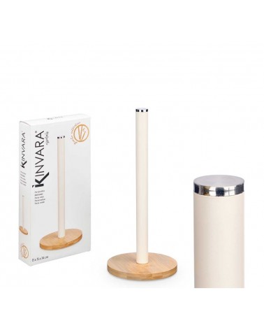 PORTA ROLO COZINHA BAMBU/CREME 33CM