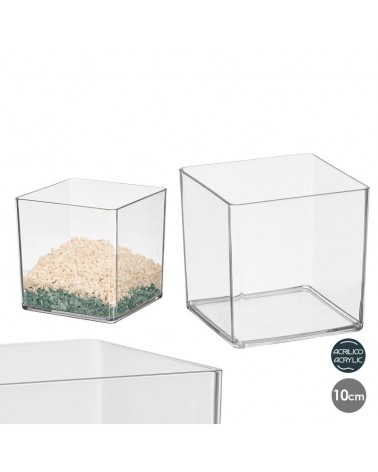 VASO QUADRADO ACRILICO 10X10CM
