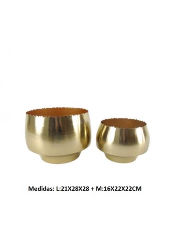 METAL- CONJ. 2 VASOS DOURADO 20X25X25CM