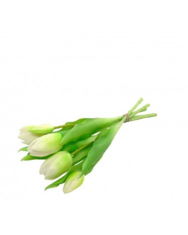 FLOR ARTIFICIAL- RAMO X5 TULIPAS COR BRANCO 31CM