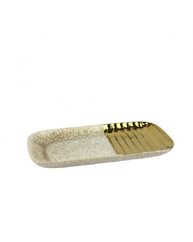 PRATO CREME/OURO 30X16CM LH-15270