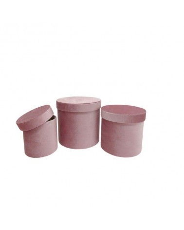 CONJ. 3 CAIXAS CARTAO RED. VELUDO ROSA CLARO 18X17CM