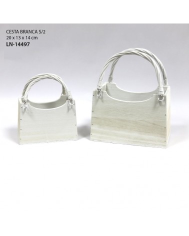 CESTA BRANCA MAD. PACK2 20X13X14CM LN-14497