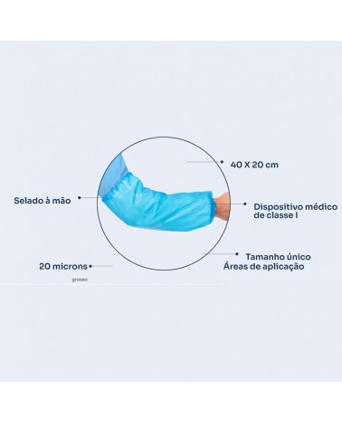 MANGUITO POLIE. 20 MICRONS AZUL (SELADO À MÃO) 100 UND.