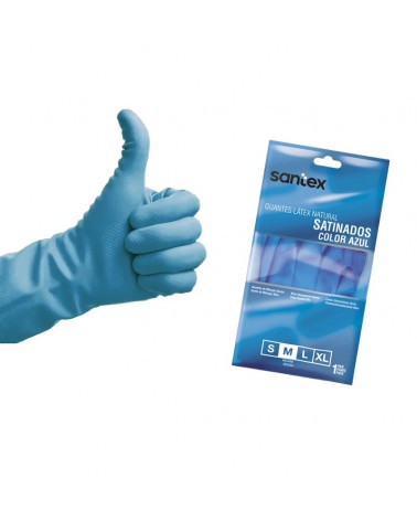LUVA LATEX SATINADO AZUL SANTEX T/L
