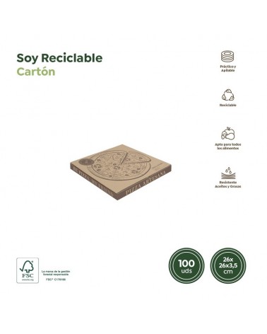 CAIXA PIZZA KRAFT 26X26X3,5CM 100 UND