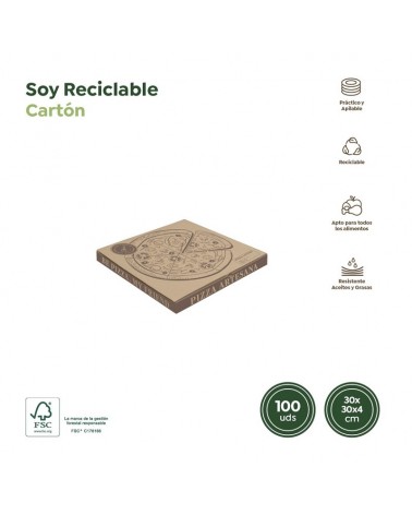 CAIXA PIZZA KRAFT 30X30X4CM 100 UND
