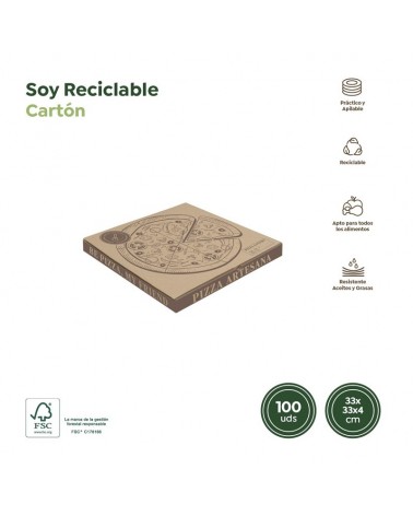 CAIXA PIZZA KRAFT 33X33X4CM 100 UND
