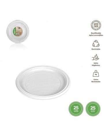 DESCARTAVEIS- PRATO RASO REUT. 25CM PACK25