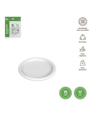 DESCARTAVEIS- PRATO S/MESA REUT. 17CM PACK15