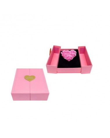 CAIXA PRENDA C/6 ROSAS SABAO ROSA +SACO 16X13CM