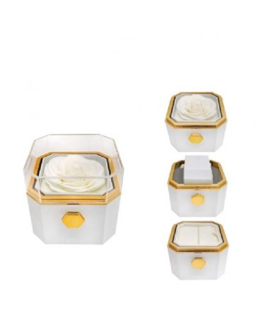 CAIXA OCTAGONAL C/ROSA SABAO BRANCO C/SACO 9CM
