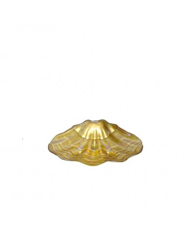 VIDRO-PRATO CONCHA DOURADO BRILHO 26x23x6cm