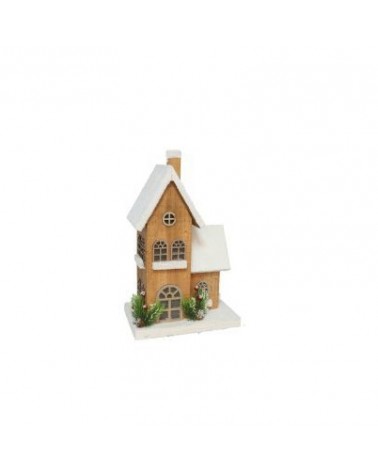 NATAL- CASA MADEIRA C/3 LUZES LED 20X13X32CM
