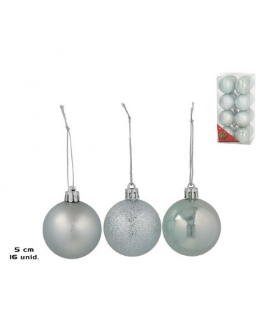 DEC. NATAL- BOLAS DE NATA AZULADA 5CM PACK16