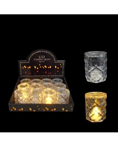 ACRILICO- CANDEEIRO LUZ LED COR BRANCO QUENTE 5X6CM