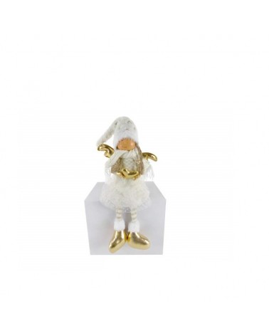 DEC. NATAL- FADA SENTADA BRANCO/OURO 50CM