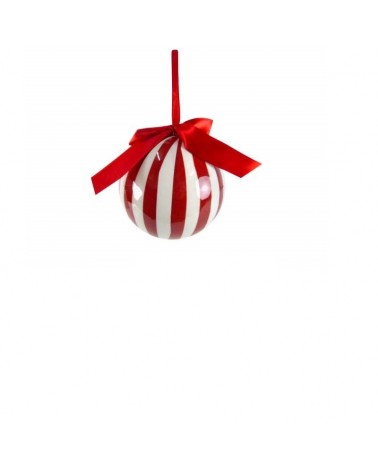 DEC. NATAL- BOLA VERMELHO/BRANCO 12CM