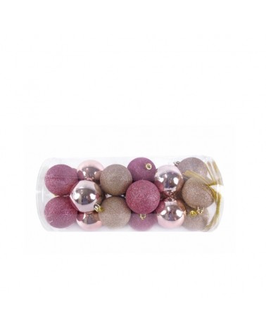 DEC. NATAL- CAIXA C/24 BOLAS ROSA 6cm