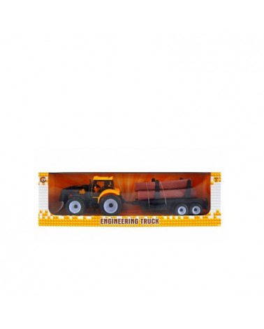 BRINQUEDO- TRACTOR C/ATRELADO AMARELO 35X8X10CM