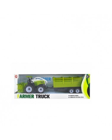 BRINQUEDO- TRACTOR C/ATRELADO VERDE 35X8X12CM