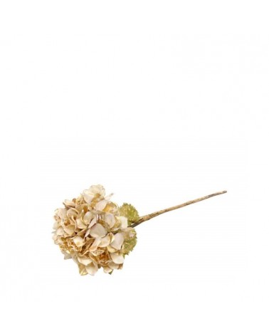FLOR ARTIFICIAL- PE HORTENSIA COR BRANCO/OURO 53CM